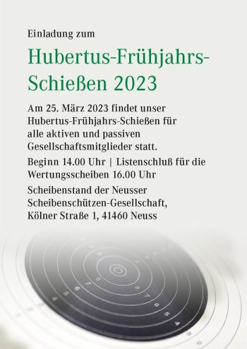 Einladung Hubertus-Frühjahrs-Schiessen 2023
